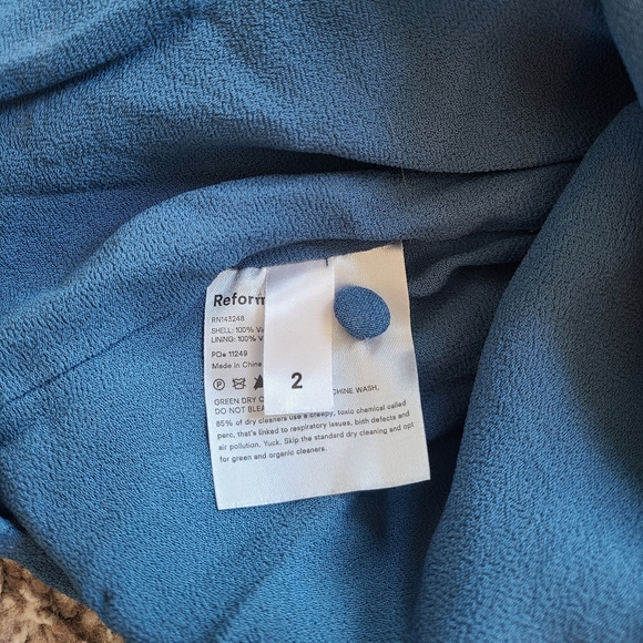 Reformation Shirred Polka-Dot Georgette Mini Dress Size 2 - Picture 9 of 9